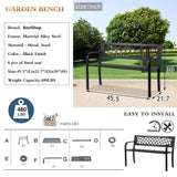 BestShop Patio Bench - Outdoor Metal Garden Bench with Armrests, 480lbs, Cast Iron, Sturdy Steel Frame, Black BestShop