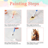 Auremi Horses Paint by Numbers Kits for Adults Beginners,Easy Animal Paint by Numbers on Canvas Framed DIY Painting by Numbers for Gift Home Wall Decor 8x12 Inch Auremi
