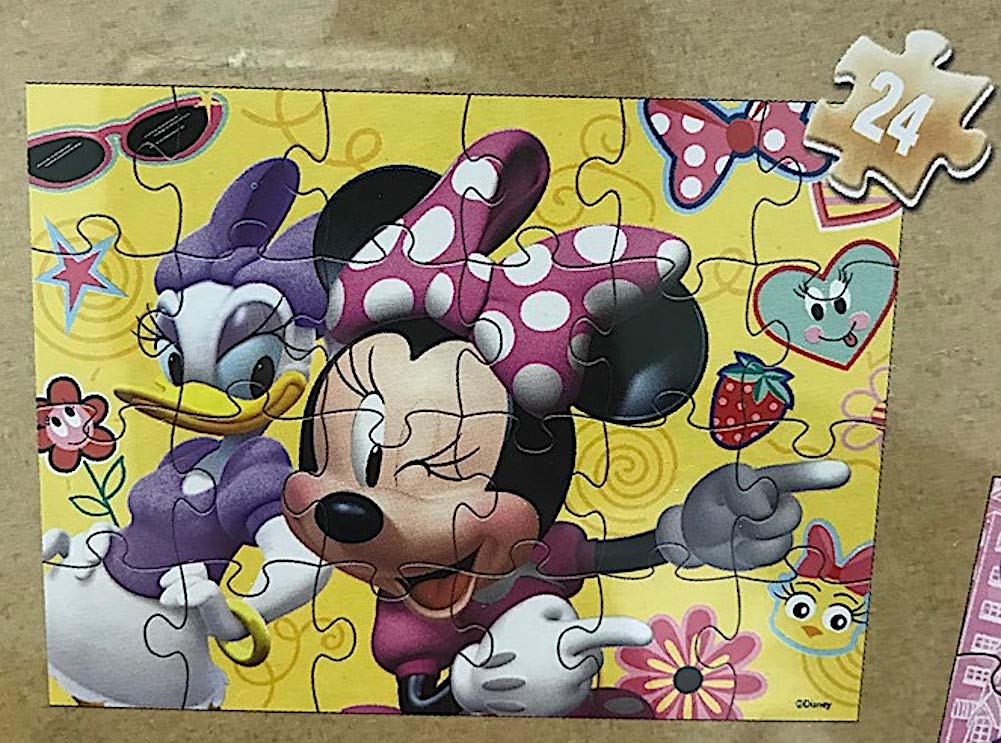 Disney Minnie Mouse 5 Wood Jigsaw Puzzles in Wood Storage Box Disney