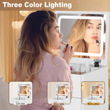 HVCBOSS 3 in 1 Vanity Desk with Flip Top Mirror, Compact Makeup Vanity with Visible Glass Desktop, Storage Drawers, and Cushioned Stool Dressing Table for Bedroom HVCBOSS