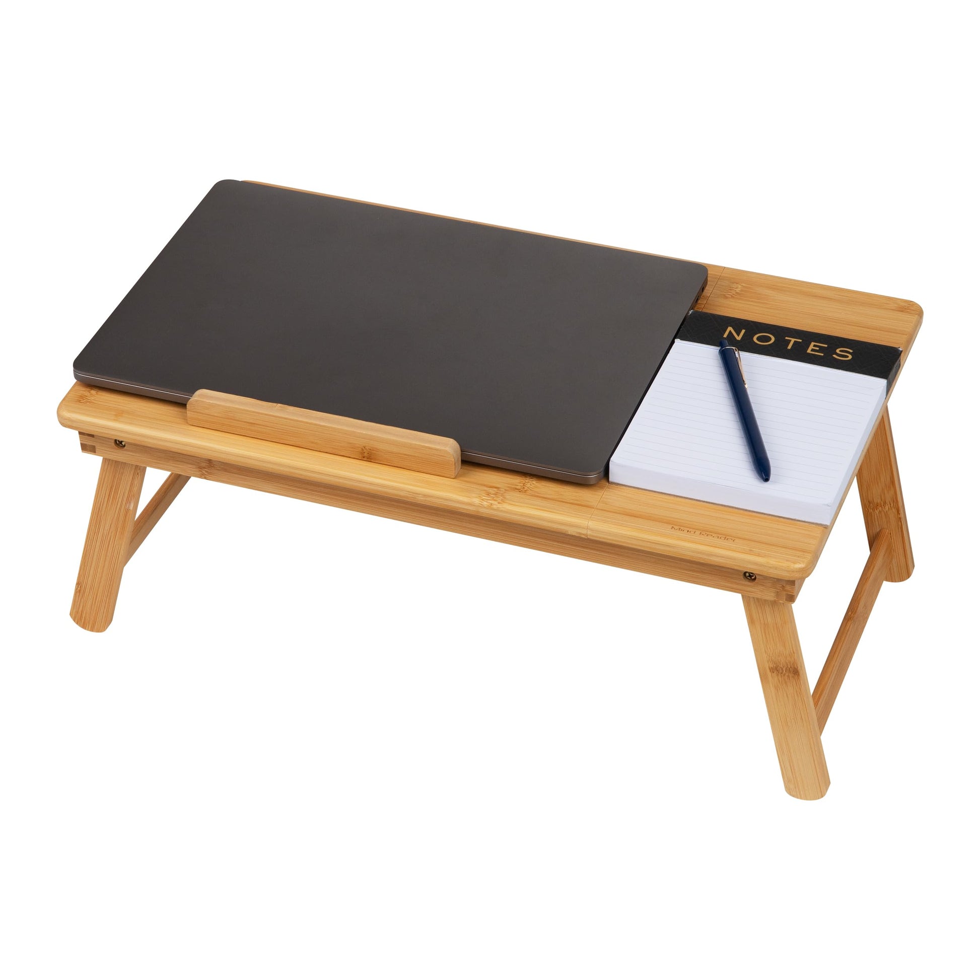 Mind Reader Lap Desk Laptop Stand, Bed Tray, Dorm Room, Folding Legs, Rayon From Bamboo, 21.25"L x 13.19"W x 8.25"H, Brown - WoodArtSupply