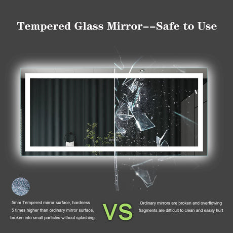Amorho LED Bathroom Mirror 55"x 30", Backlit + Front-Lighted Vanity Mirror, Dimmable Bathroom Mirrors for Wall, Anti-Fog, Memory, 3 Colors, Double LED Lights, Shatter-Proof, ETL Listed Amorho