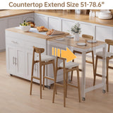 OtterOasis 78" Rolling Kitchen Island with Extendable Table, Mobile Kitchen Islands with Storage for 2-4， 3 in 1 Island Cart on Wheels for Small Space with 2 Drawers & 4 Door Cabinet, White OtterOasis
