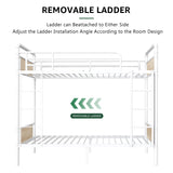 Jocoevol Metal Bunk Bed Twin Over Twin, Industrial Bunkbeds Heavy Duty Bed with Safety Guard Rails and Space-Saving Design, Steel Bed for School, Bedroom (White) Jocoevol