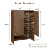 ONBRILL 6-Tier Shoe Storage Cabinet, 45'' Large Farmhouse Shoe Cabinet for Entryway, Modern Wooden Shoe Rack Organizer with Doors and Shelves, for Front Door Hallway (Walnut) ONBRILL