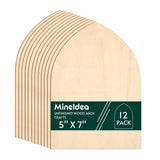 MineIdea 12 Pack Unfinished Gothic Arch Wood Plaque, 5" x 7" Unfinished Wood Arch Crafts DIY Wood Gothic Plaque, Unfinished Arch Wood Boards for Crafts DIY Wood Projects MineIdea