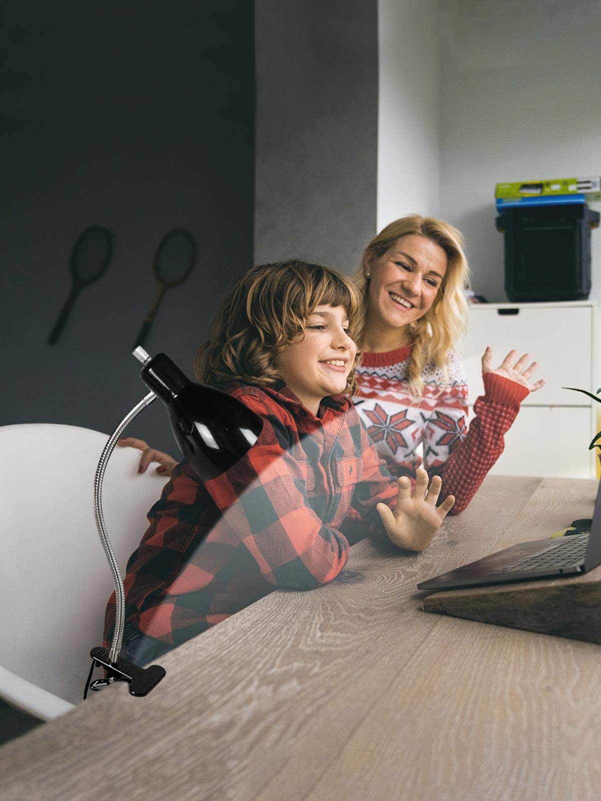 Desk lamp Eye-Caring Table Lamps, 360°Rotation Gooseneck Clip on Lamp Reading Light Portable Reading Book Light, Clamp Light, Study Desk Lamps for Bedroom and Office Home Lighting (Black) LALISU