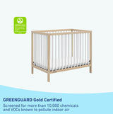 Graco Teddi 4-in-1 Convertible Mini Crib with Bonus Water-Resistant Mattress (Natural with White) – GREENGUARD Gold Certified, 2.75-Inch Mattress Included, Convenient Size, Easy 30-Minute Assembly Graco