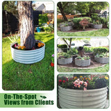 A ANLEOLIFE 2-Pack 4ft x 18” Tall Galvanized Raised Garden Beds Outdoor, Round Metal Planter Box for Planting Vegetables Flowers Herb, Anti-Rust & Easy-Setup, Quartz Grey A ANLEOLIFE