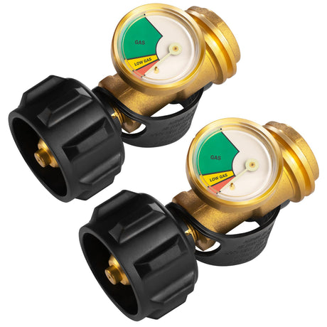 DOZYANT Propane Tank Gauge Level Indicator Leak Detector for 5lb-40lb Propane Tanks (2 Pack), Universal for BBQ Gas Grill, Cylinder, RV Camper, and More Appliances, Type 1 Connection DOZYANT