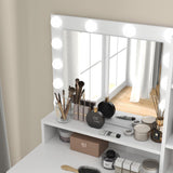 Vanity Desk, Vanity Mirror with Lights and Table Set with 1 Big Drawers, 1 Cabinet & 4 Shelves Makeup Vanity Set 3 Lighting Modes Brightness Adjustable Dressing Table (White) Panana