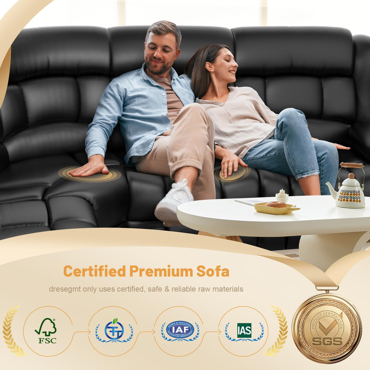 Dresegmt Recliner Sectional Sofa, 5 Seat L-Shaped Manual Reclining with Flip Middle Backrest Design, Large Storage Drawer, USB Ports, Sofa Couch for Home Theater (Black) Dresegmt