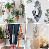 UHAPEER Macrame Kits for Adults Beginners with 656 Feet 3 mm Macrame Cotton Cord, DIY Macrame Plant Hanger Kit with Macrame Supplies and Instructions, Macrame Meads, Wooden Rings, Dream Catcher Rings UHAPEER