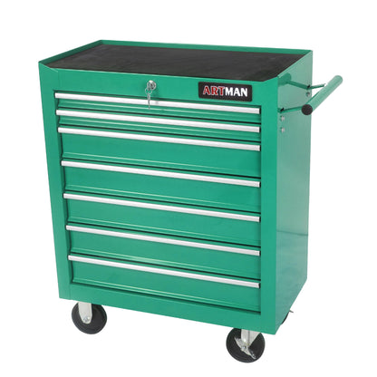 WTRAVEL Rolling Tool Chest with 7-Drawer Tool Box with Wheels Multifunctional Tool Cart Mechanic Tool Storage Cabinet for Garage, Warehouse, Workshop, Repair Shop (Green) - WoodArtSupply