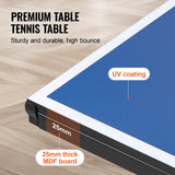 VEVOR Ping Pong Table, Professional Table Tennis Game, Indoor MDF Portable Table Tennis Table, Foldable Ping Pong Table with Quick Clamp Net and Lockable Wheel, 10 Minute Easy Assembly, 25mm Tabletops VEVOR