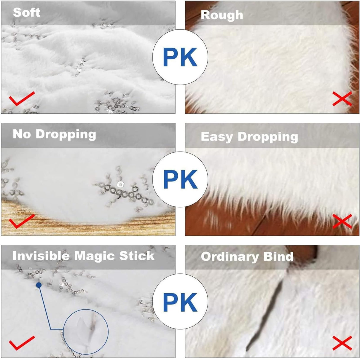 48inch White Christmas Tree Skirt Tree Carpet Blanket, Soft 4ft Xmas Christmas Tree Blanket with Silver Snowflake White Faux Fur Carpet for Christmas Holidays Drezesov