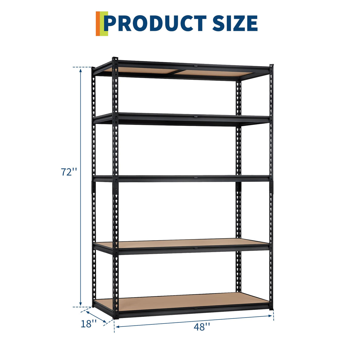 Garage Storage Shelves 5 Tiers, Heavy Duty Storage Shelving Racks with 2500 LBS Capacity, 48 " L x 18 in W x 72 in H Metal Adjustable Shelving Unit for Kitchen Pantry Basement Bathroom Laundry GarveeHome