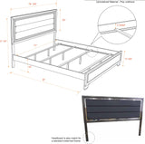 Kings Brand Furniture – 6-Piece Gray Wood with Faux Leather Headboard King Bedroom Set. Bed, Dresser, Mirror, Chest, 2 Night Stands Kings Brand Furniture