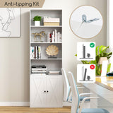 Tangkula Tall Bookcase with Doors, Farmhouse 71" H Freestanding Bookshelf with 6 Shelves & 2-Door Cabinet, Display Shelf with Adjustable Shelf for Living Room Study (White, 71") Tangkula