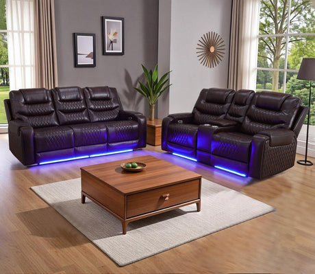 Caberryne Power Recliner Sofa for Living Room Furniture Set,Leather Reclining Sofa and Loveseat with Storage Space/Cup Holders/Charging for Home Theater(Wine Red) Caberryne