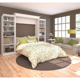 Bestar Versatile Queen Murphy Bed with 2 Shelving Units by White Bestar