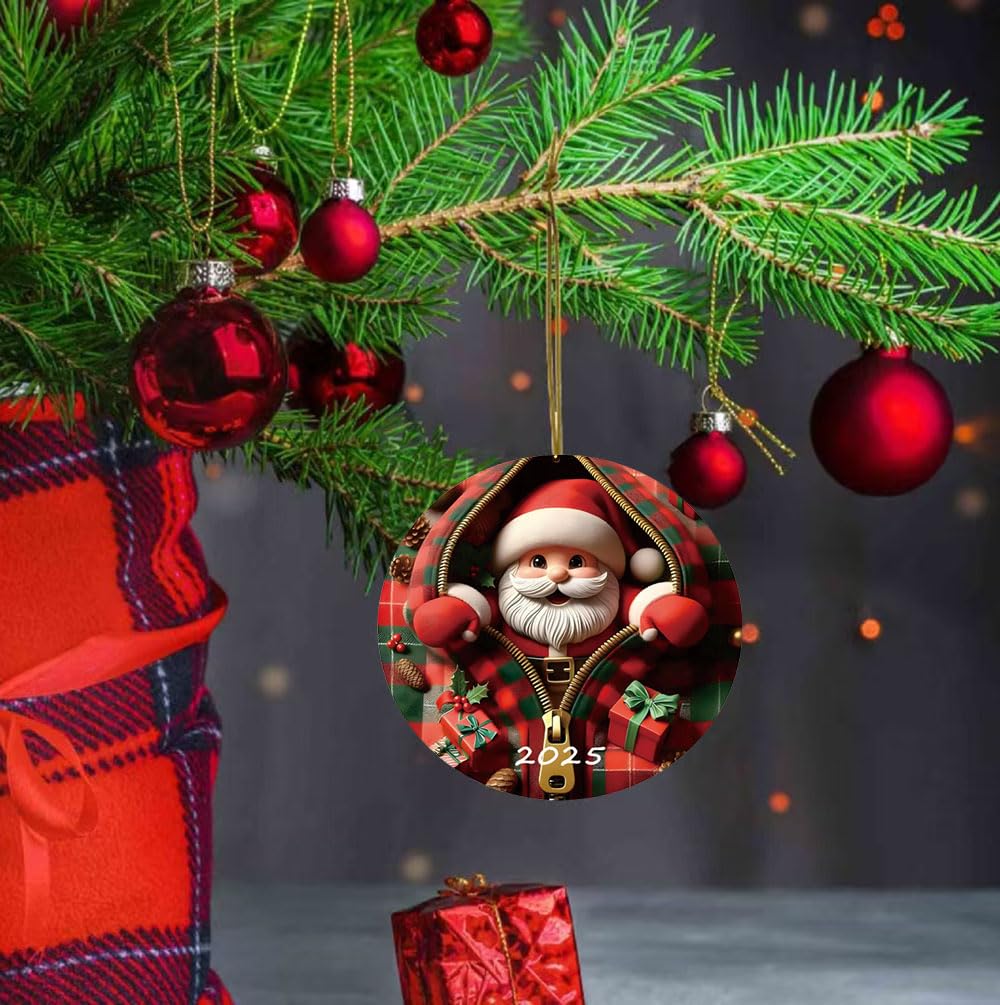 2025 Christmas Tree Fun Santa Claus Decorations, Christmas Ornaments 2025，Painted Glass Style, Unique for Adults，Acrylic Hanging Decorations YCXXGS