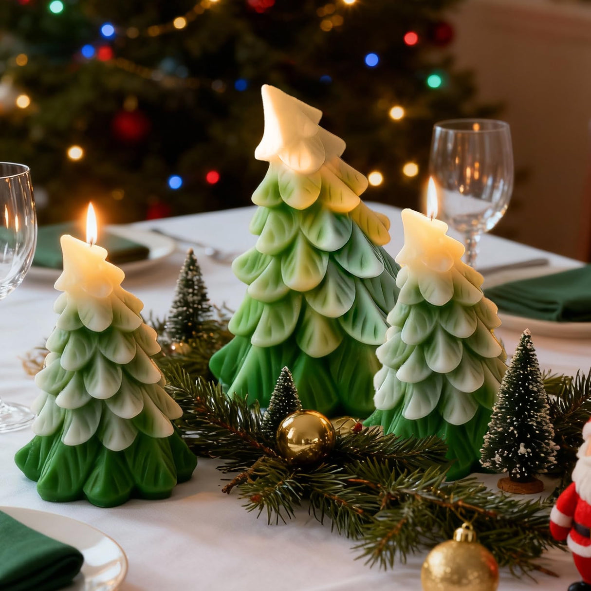 ZQYSING 2 Pcs Christmas Candle Molds, Christmas Tree Silicone Molds for Candles Wax Soap Plaster Epoxy Resin Casting Craft Xmas Home Decoration Handmade Gift ZQYSING