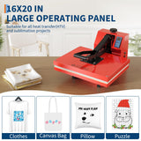 Heat Press 16"x20", Heat Press Machine, Even Heating Technology, Large Operating Panel, Industrial Digital Heat Transfer Machine Sublimation for T-Shirts, Clothes, Canvas Bags, Red GarveeTech