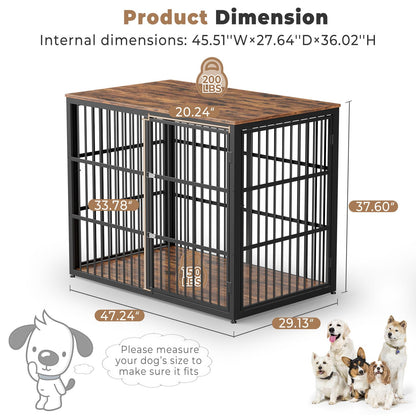 Lyromix 48'' Dog Crate Furniture with 3 Doors,Wooden Dog Crate End Table Heavy Duty Indoor Combination Dog Cage for Medium to Large Dogs, Multiple Units Can be Combined - WoodArtSupply