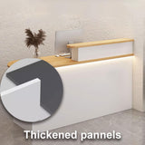Modern Reception Desk with Storage | Stylish Lobby Counter Table | Receptionist Desk with Soft Lighting | White & Black | 0.8m | Ideal for Offices & Businesses Generic