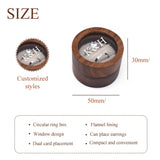 Personalized Wedding Ring Box, Double Ring Wooden Boxes for Ceremony, Custom Printed Name Clear Acrylic Cover, Elegant and Retro Round Ring Holder with Name & Date, Bridal Gift for Her BJZLWJ