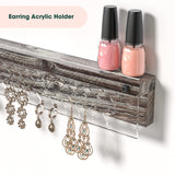 J JACKCUBE DESIGN Wall Mount Necklace Holder Jewelry Hanger with 23 Hook Necklace & Bracelet Racks, Rustic Farmhouse Wood Earring Display with Clear Acrylic - MK585A J JACKCUBE DESIGN