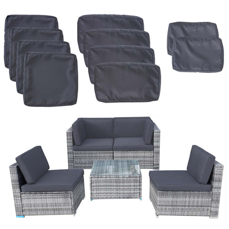 VIXLON Outdoor Patio Cushions Replacement Covers for Wicker Rattan Patio Furniture Conversation Set Outdoor Cushion Covers with Zipper Fit (Dark Grey (Only Cover), 10 piece sets) VIXLON