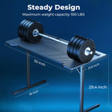 DOMICON Small Gaming Desk with LED Lights & Power Outlets, 55 Inch Computer Desk with Monitor Stand, PC Gaming Table with Carbon Fiber, Black DOMICON