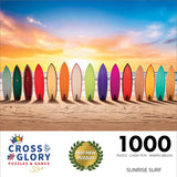 Cross & Glory - Sunrise Surf - 1000 Piece Jigsaw Puzzle for Adults | Vibrant Beach Scene Artwork | Unique Gift Idea Cross & Glory