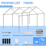Jocoevol Carport 10x20 ft Heavy Duty with Roll-up Windows, Portable Garage with Removable Sidewalls & Doors, Car Canopy with Sandbags All-Season Tarp for Car Boat Truck Motorcycle Jocoevol