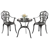 Z1UVDFUR Patio Bistro Set of 2, Cast Aluminum, Outdoor Set w/Umbrella Hole, 3 Piece Table and Chairs Set, Bistro Set for Backyard/Garden/Lawn, Black Z1UVDFUR