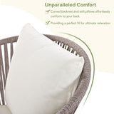 Merax 7 Pieces Patio Dining Table and Chairs, All-Weather Outdoor Furniture Set, Acacia Wood Tabletop, Metal Frame, for Garden, Backyard, Balcony, Beige Merax