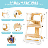 ZYSMALAT Toddler Tower | Kitchen Stool Helper | Montessori Kitchen Step Stool | Toddler Standing Tower | Learning Tower | Adjustable Height | Foldable Tower | Kids Boys Girls | 2025 Design ZYSMALAT