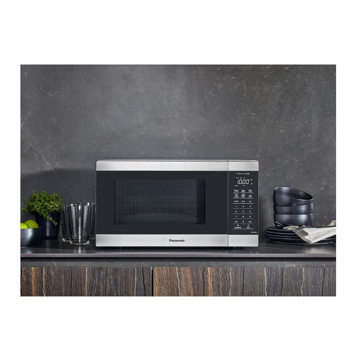 Panasonic NN-SU66LS 1100W with Genius Sensor Cook and Auto Defrost Countertop Microwave Oven, 1.3 cu ft, Stainless Steel Panasonic