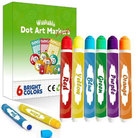 Dot Markers for Toddlers 1-3, Bingo Daubers for Art Painting Drawing Coloring, 6 Colors,Washable, Water-Based Prunend