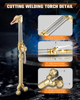 Oxygen Acetylene Torch Kit Oxy Gas Welding Cutting Brazing Set Portable Welder Tool Nozzles Regulator Hose Gauges Blue Case Cuilvu