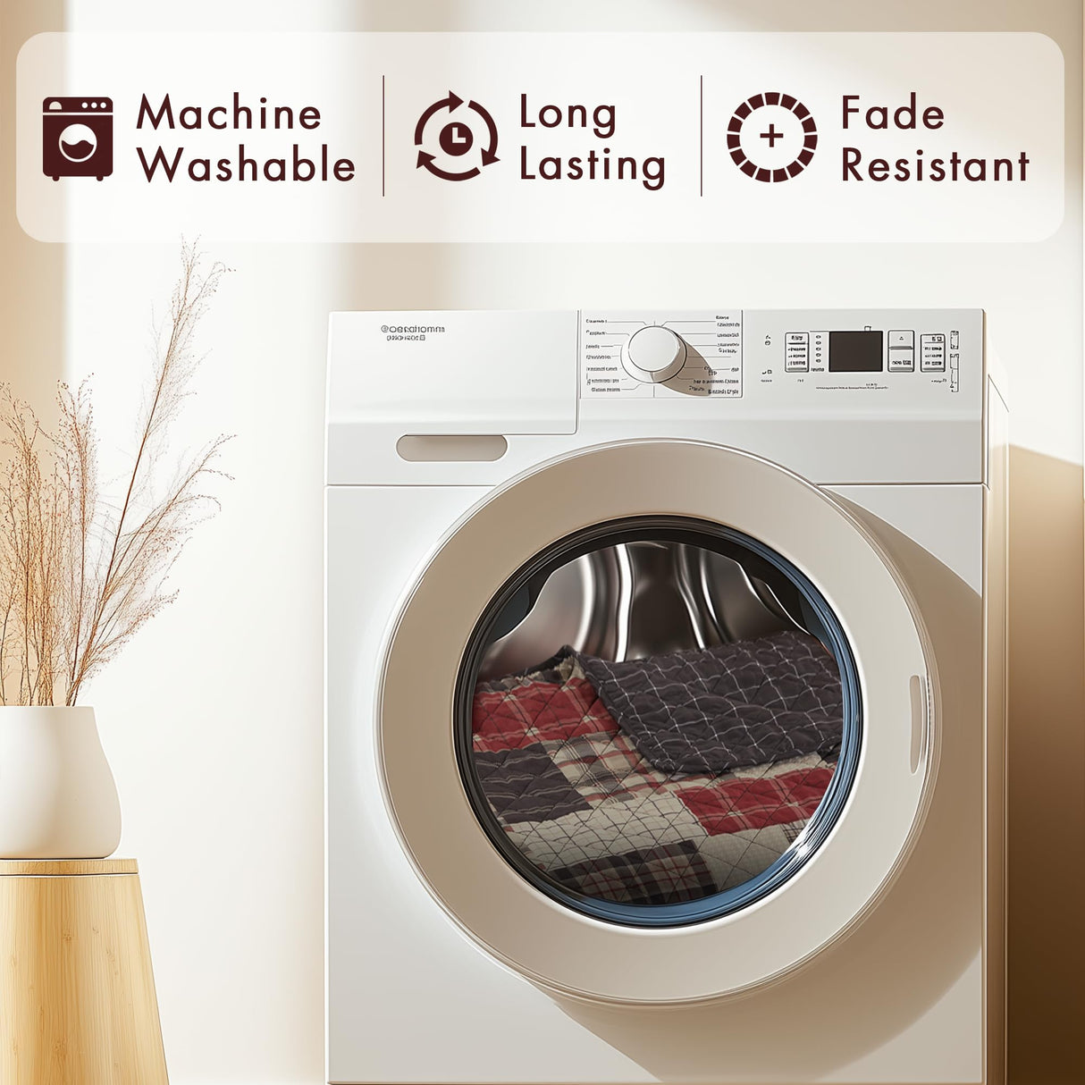 Madison Park King Quilt Set Patchwork Farmhouse, Diamond Quilting Reversible Coverlet Set for King Size Bed, Plush Cotton Filled Quilt Set King Size, Shams King/Cal King Red/Black 3 Piece Madison Park