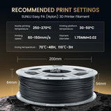 SUNLU Easy PA Filament, Nylon 3D Printer Filament with Heat Resistant, Nylon Filament 1.75mm No Cracking, Polyamide (PA) 3D Printing Filament Warp Free, Fit Most FDM Printer (Black, 1kg) SUNLU