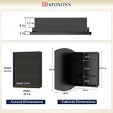 Keonjinn Black Medicine Cabinet 16 x 26 Inch, Surface Mount or Recessed Bathroom Cabinets with Mirrors, Metal Framed Wall Mirror with Storage, 2 Adjustable Shelves, Beveled Edge Mirror Keonjinn