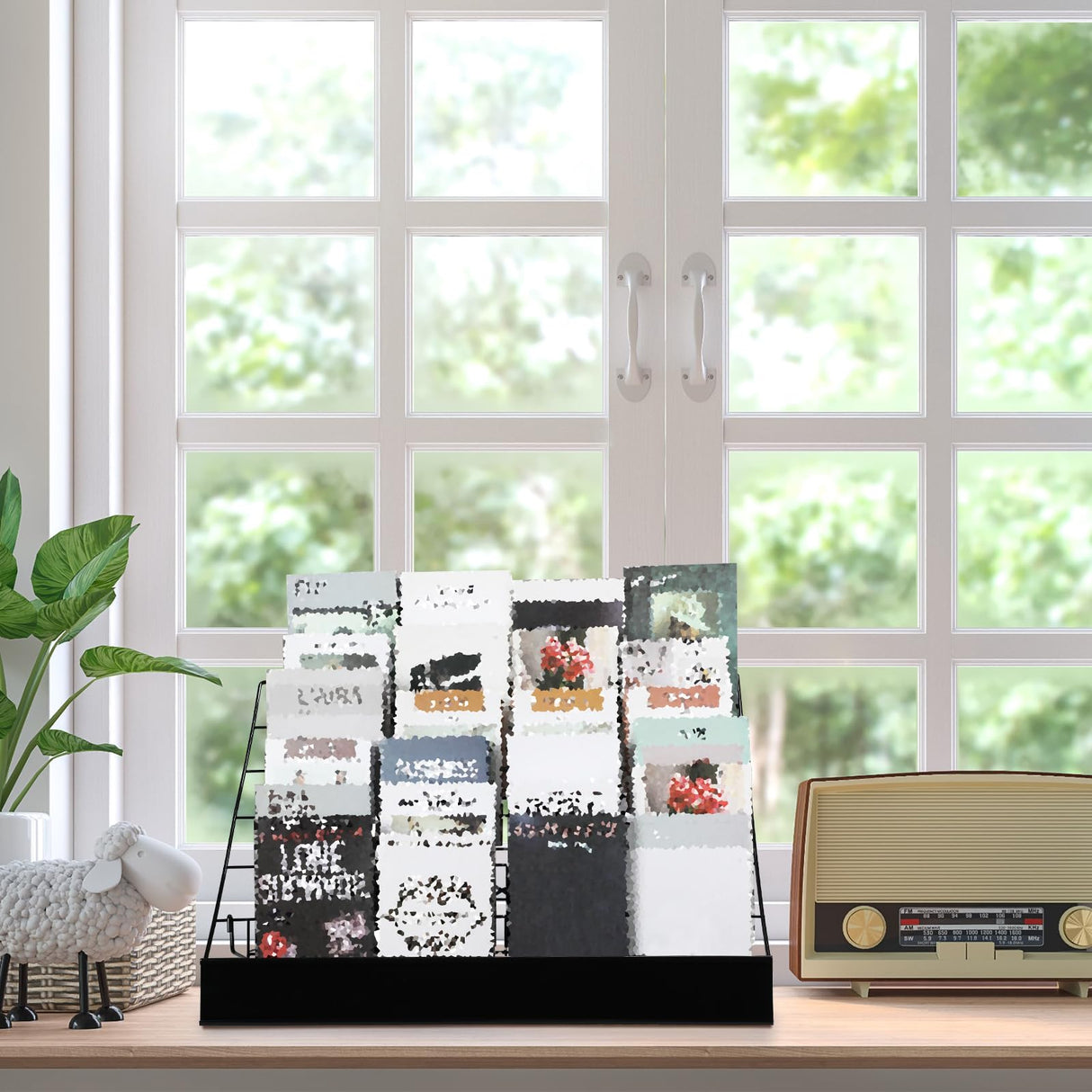 Queekay 6 Tier Wire Countertop Rack black Comic Book Holders Wide Wire Magazine Rack Tabletop Display Stand for Table Top Book Brochure Literature Comic Greeting Card Shelf Holder Stand Queekay