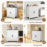 GRUSIGN 30" Coffee Bar Station, Kitchen Sideboard Buffet Cabinet with a Drawer and Adjustable Shelf, Modern Farmhouse Storage Cabinet for Kitchen, Living Room, Entryway, White GRUSIGN