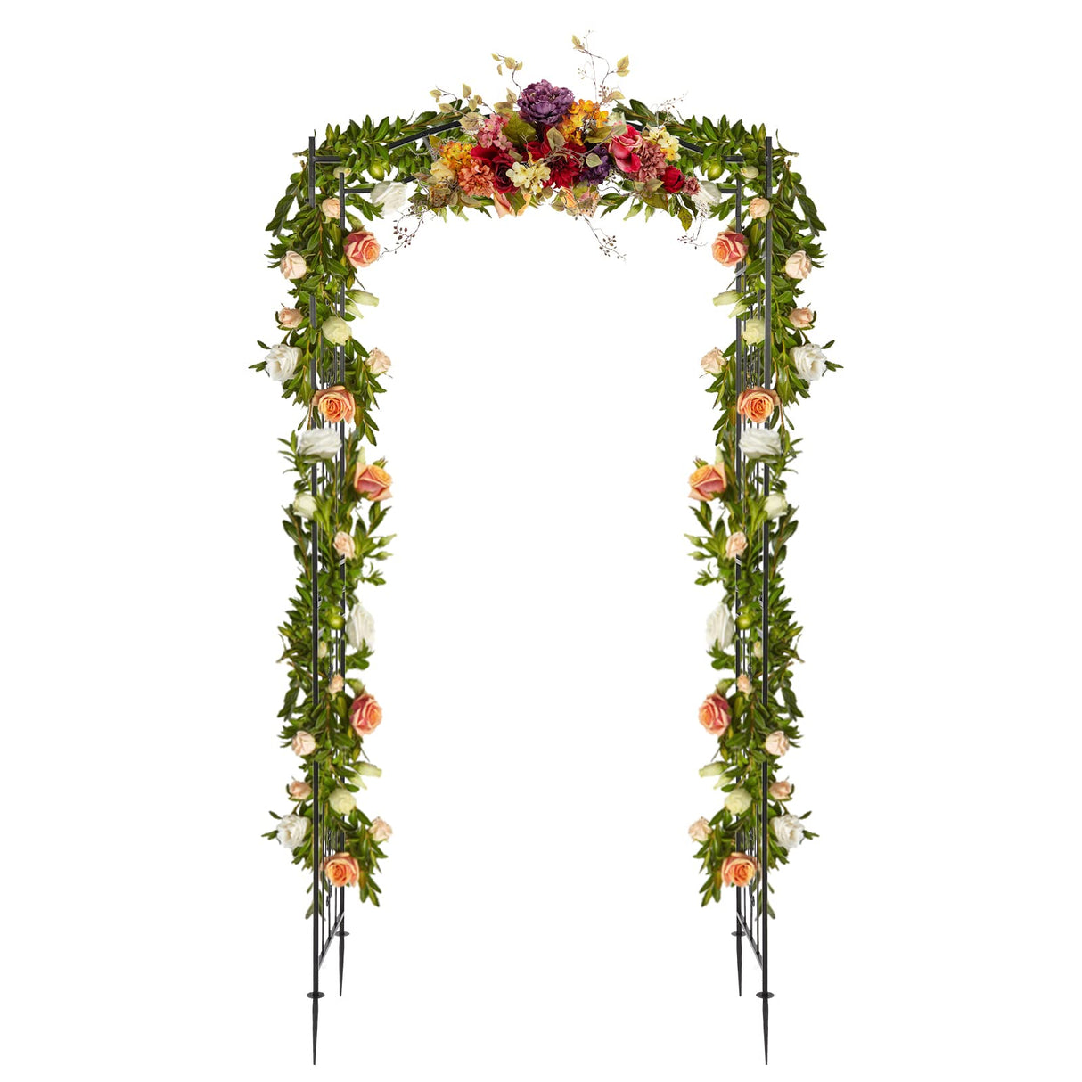 VINGLI Garden Arbor, Arch for Wedding Ceremony Party, Christmas Garden Decor Steel Garden Trellis for Plant Climbing, Pergola for Garden, Backyard, Lawn (Bridge Top) VINGLI