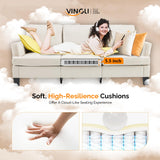 VINGLI White 83" Sofa Couches for Living Room, Faux Suede Modern Comfy 3 Seater Couch 25.6" Deep Seat Upholstery Cozy Sofas for Small Space, Bedroom, Apartment, Home Office VINGLI