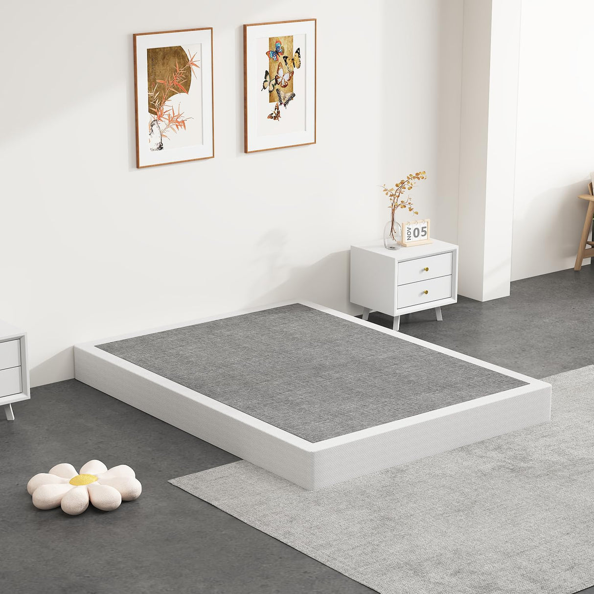 NHODIR Box Spring for Queen Bed, 7 inch Queen Size Box Spring Only, Strong Metal Frame Mattress Foundation, No Noise, Easy Assembly NHODIR